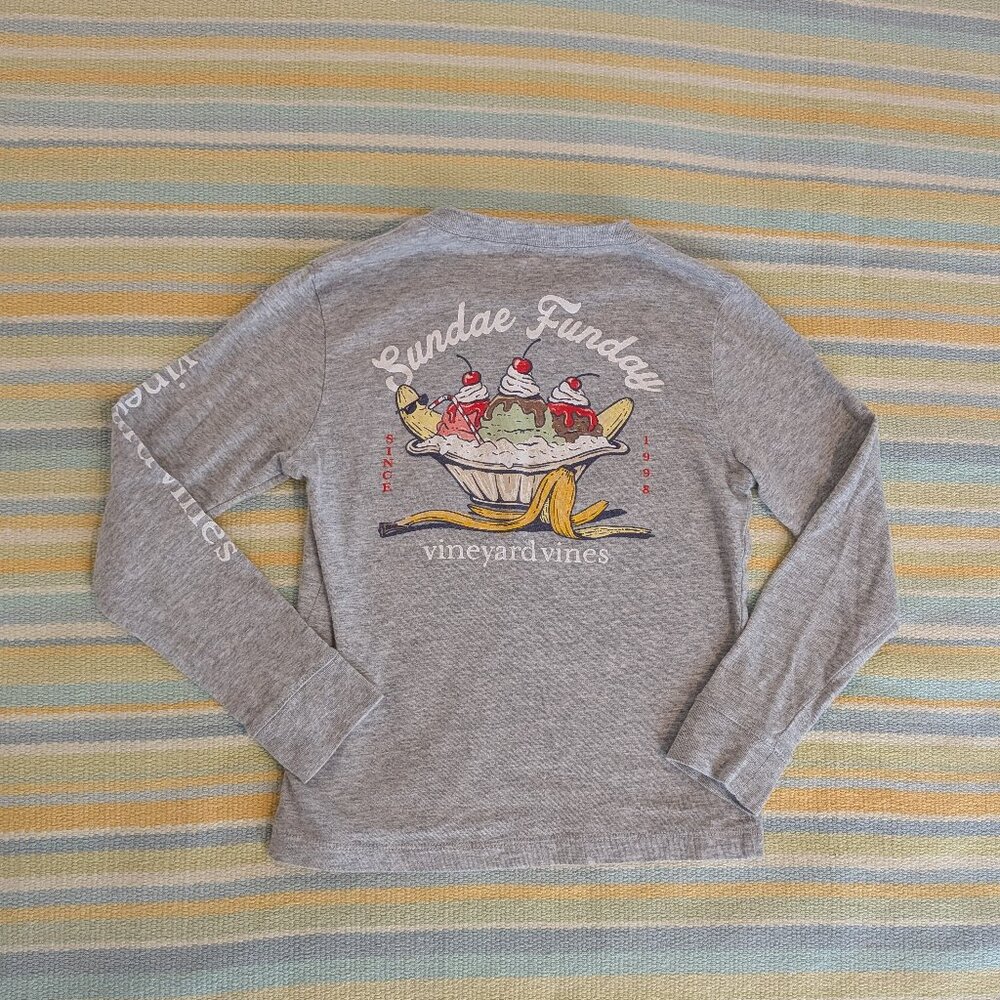 ⭐ Kids Vineyard Vines Sundae Funday ice cream gray long sleeve shirt size 6